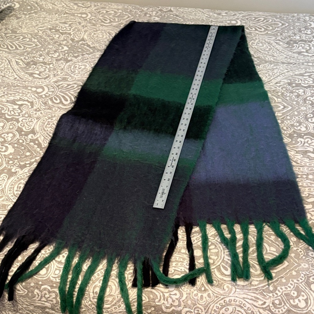 Free People Dark Green and Black Fringed Scarf - Picture 3 of 4